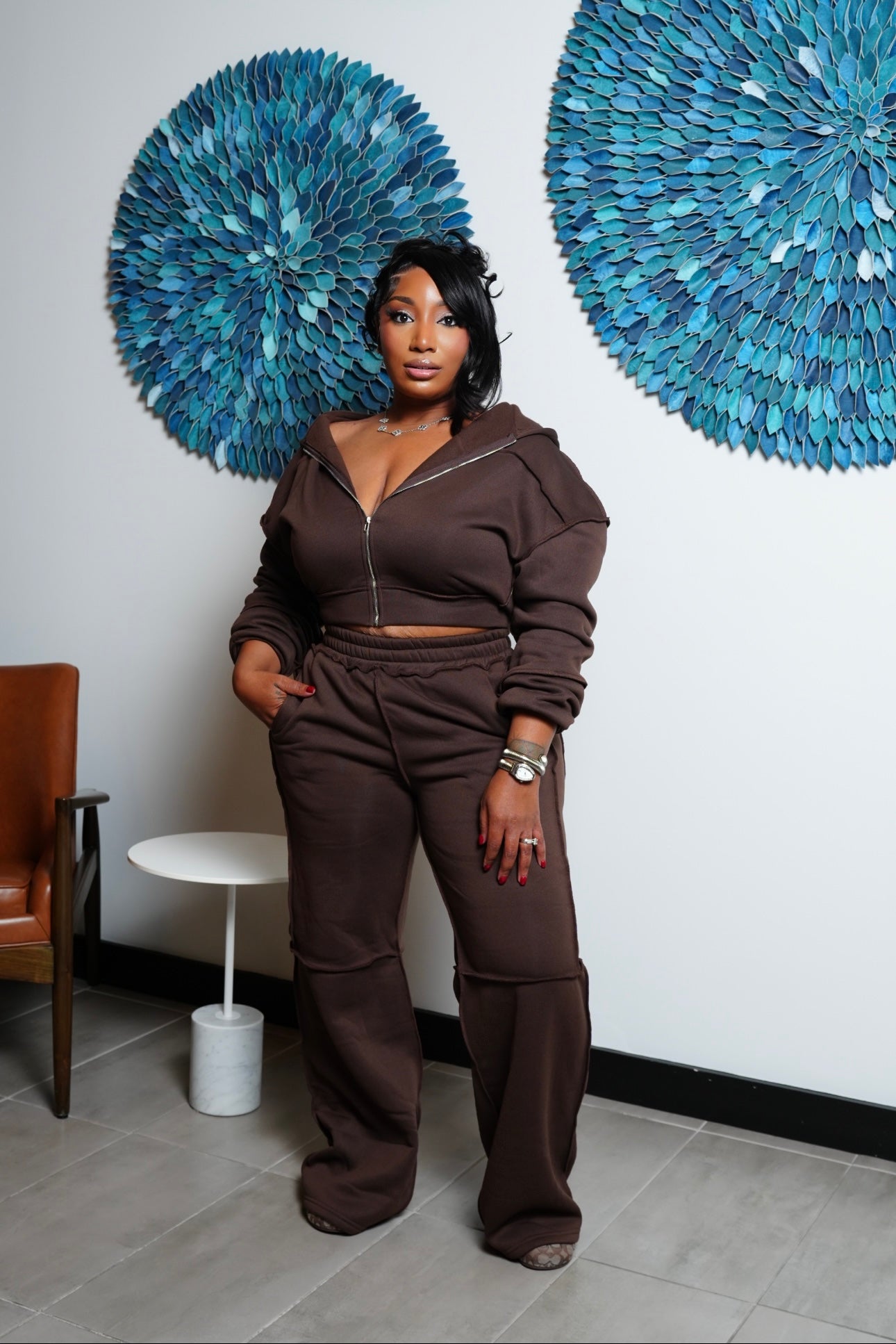 CHIC HOODIE SET (BROWN)