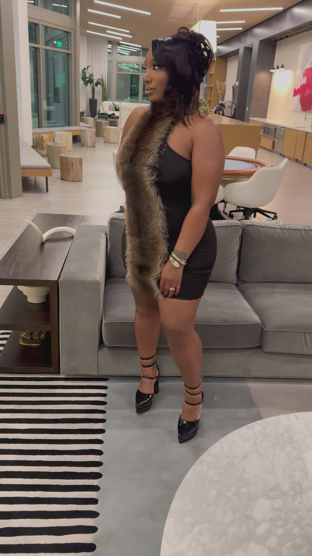 MOCKTAIL FAUX FUR MINIDRESS